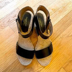 Garnet Hill black wedge espadrille sandals